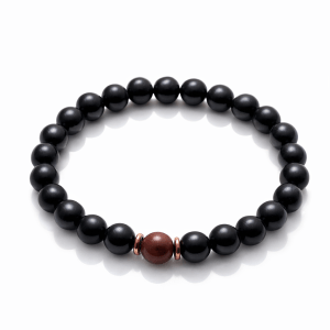 Oniks taşı, Jasper ve ud eklenmiş el yapımı erkek bileklik